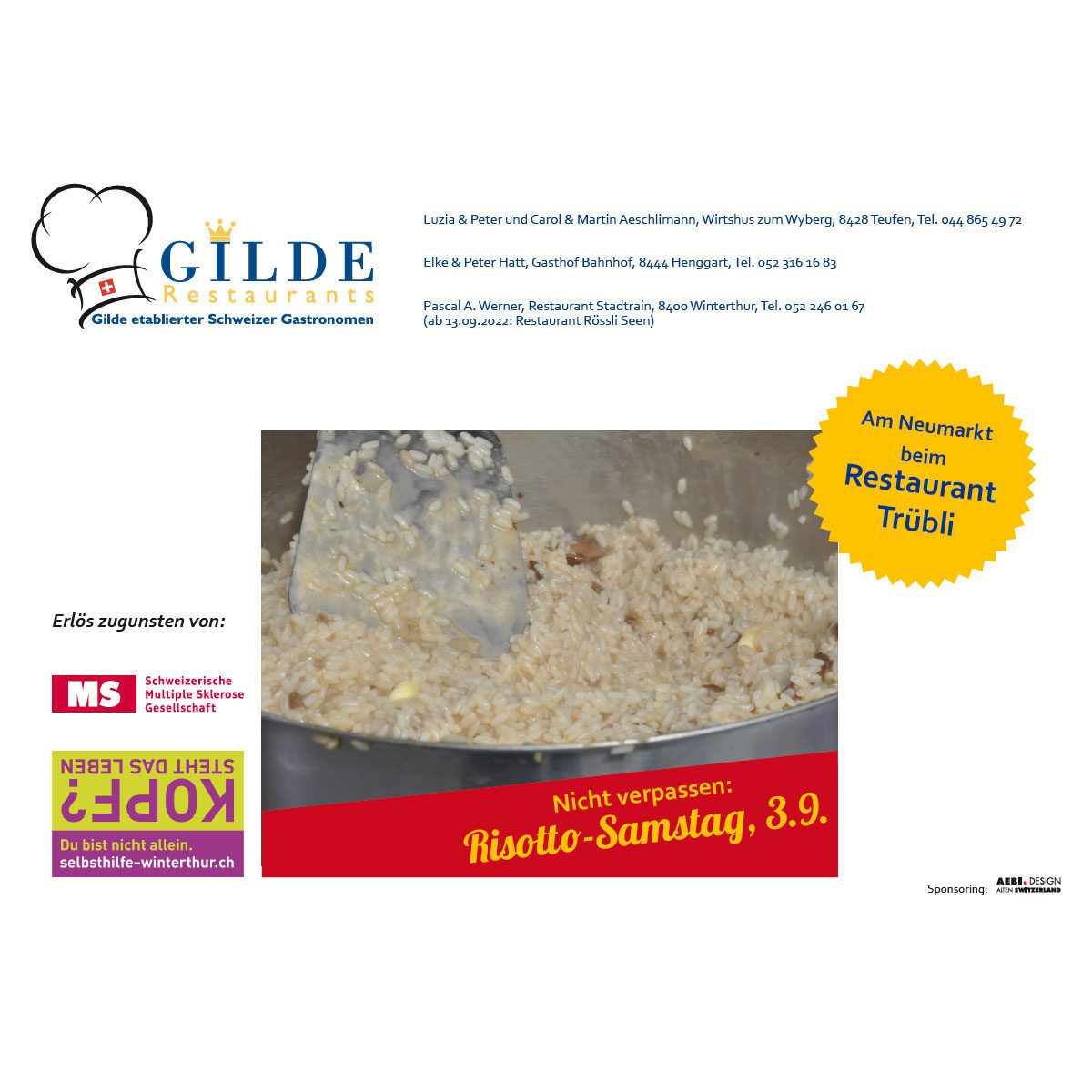 Gilde RisottoSamstag am Neumarkt beim Restaurant Trübli Chopfab Boxer
